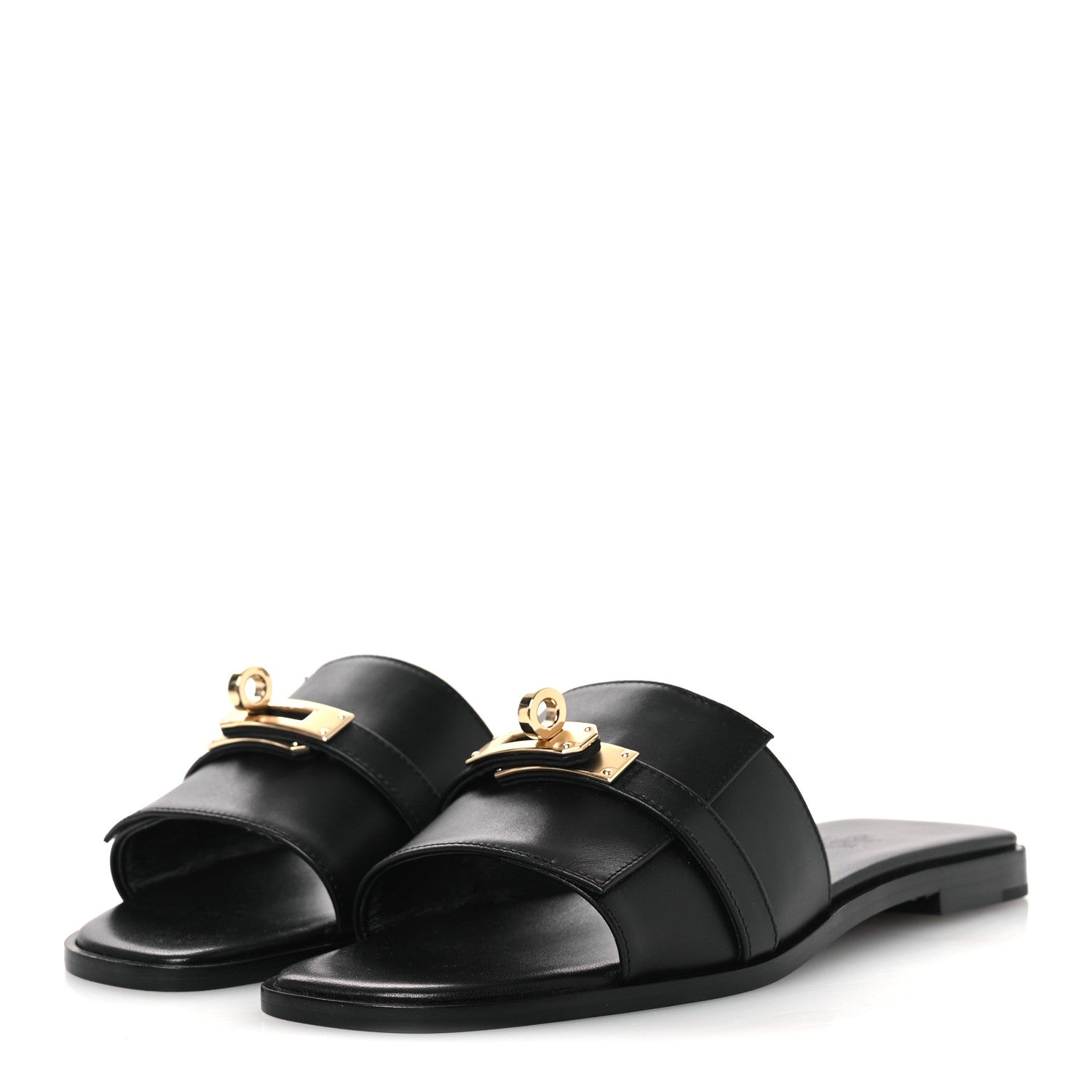 Hermes Calfskin Giulia Sandals 36 Black 4 of 12