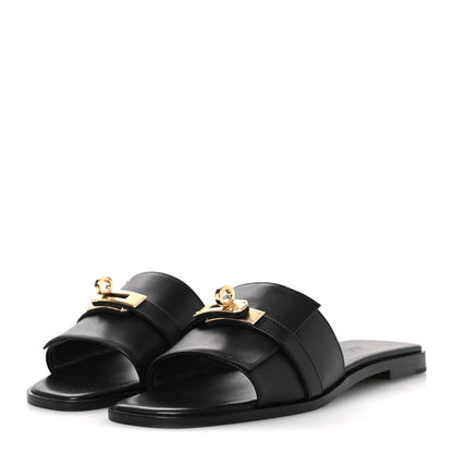 Hermes Calfskin Giulia Sandals 36 Black 4 of 12