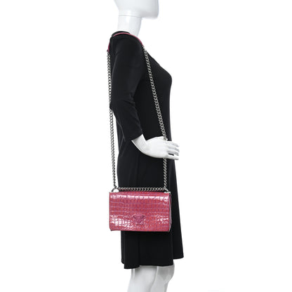 Versace Croc Stamped Patent Palazzo Sultan Shoulder Bag Praire Pink 2 of 10