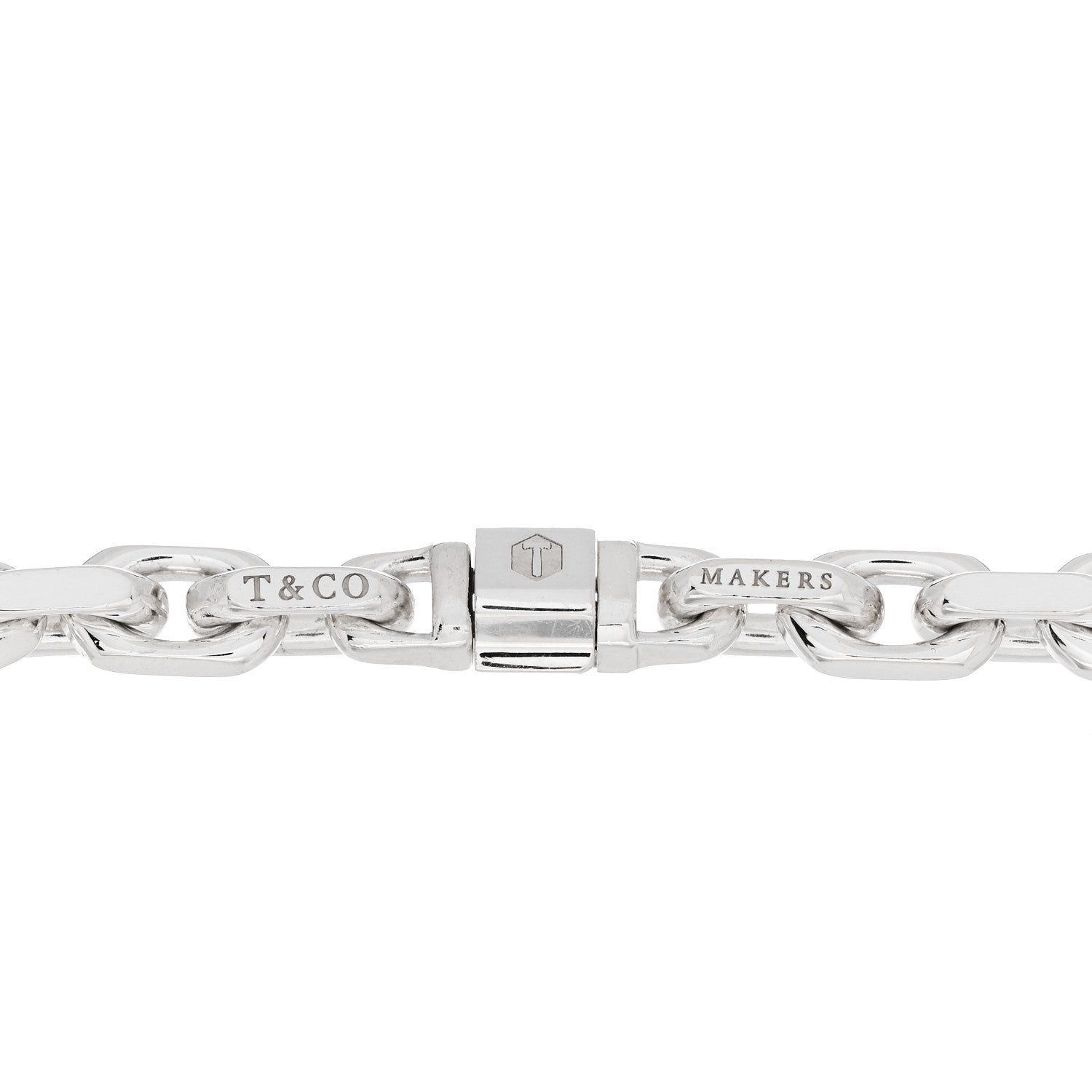 Tiffany Sterling Silver 18K Yellow Gold Narrow Makers Chain Link Bracelet 3 of 4
