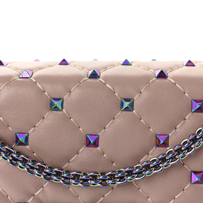 Valentino Garavani Lambskin Oil Slick Medium Rockstud Spike Shoulder Bag Poudre 7 of 9