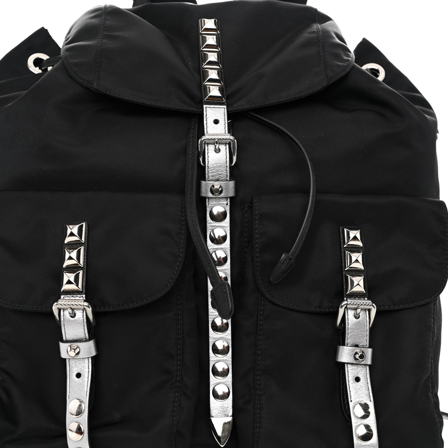Nylon New Vela Studded Backpack Black Cromo