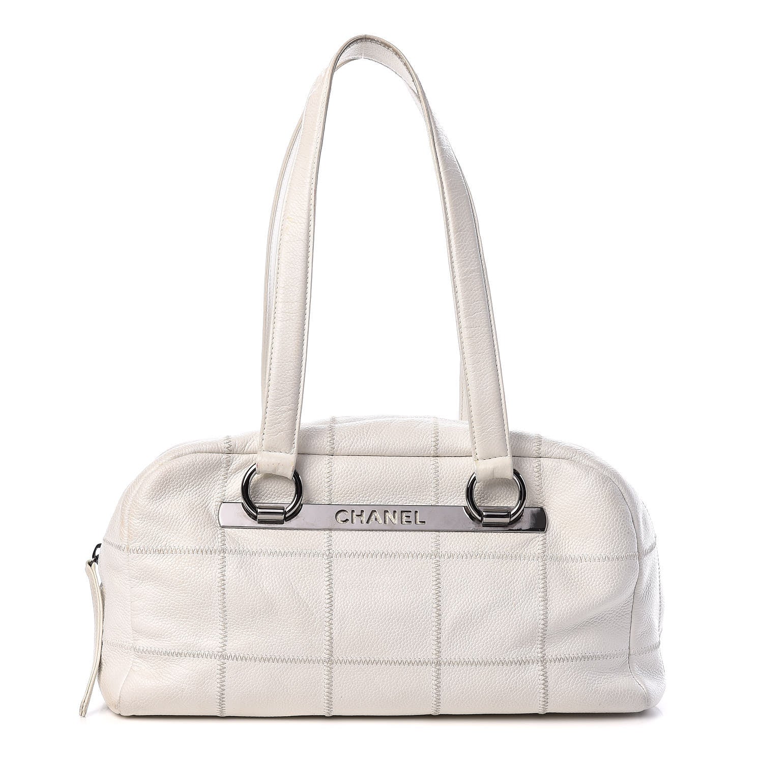 Chanel Caviar Square Stitched Bowler White 1 of 11