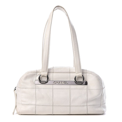 Chanel Caviar Square Stitched Bowler White 1 of 11