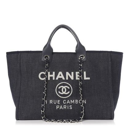 Chanel Denim Medium Deauville Tote Dark Blue 1 of 11