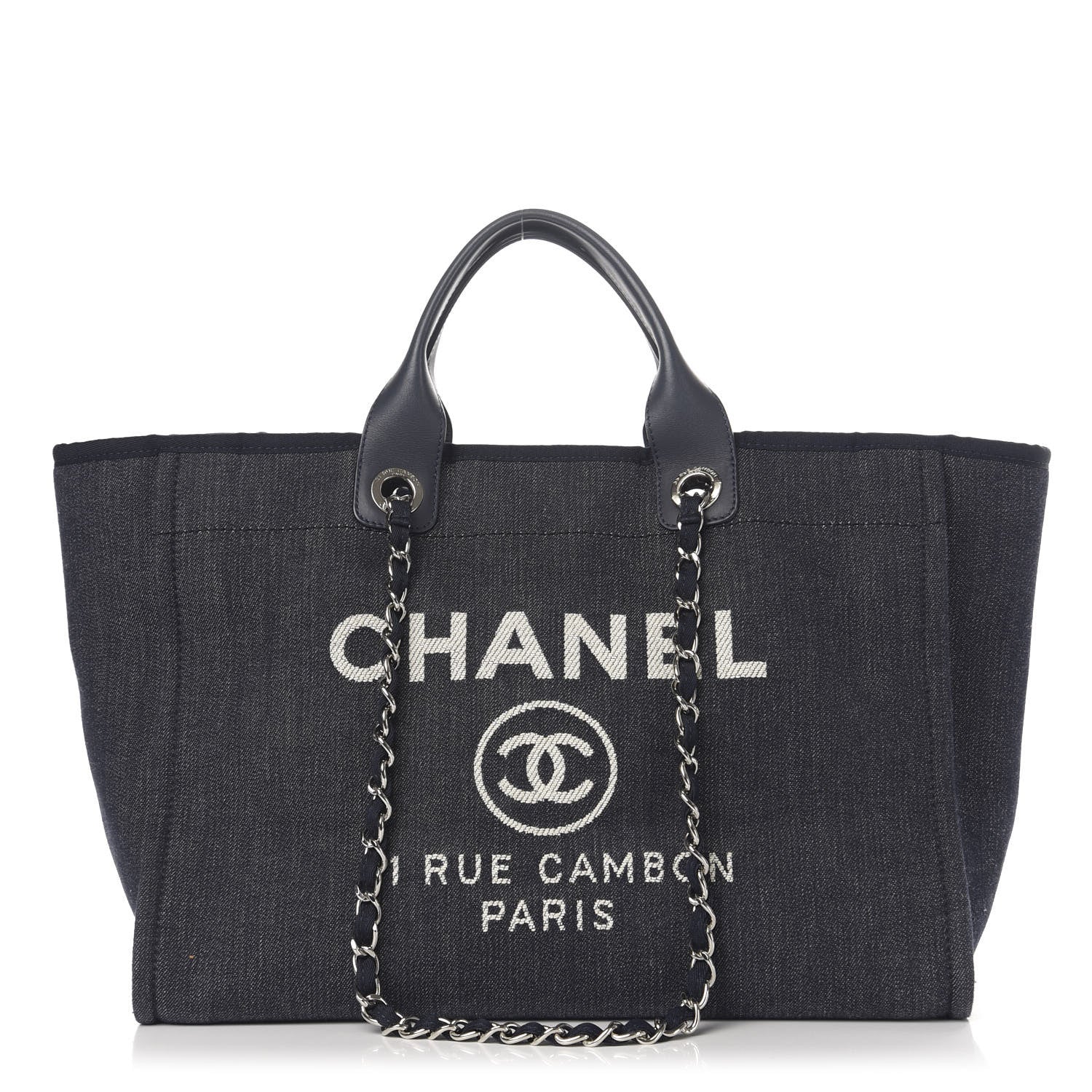 Chanel Denim Medium Deauville Tote Dark Blue 1 of 11