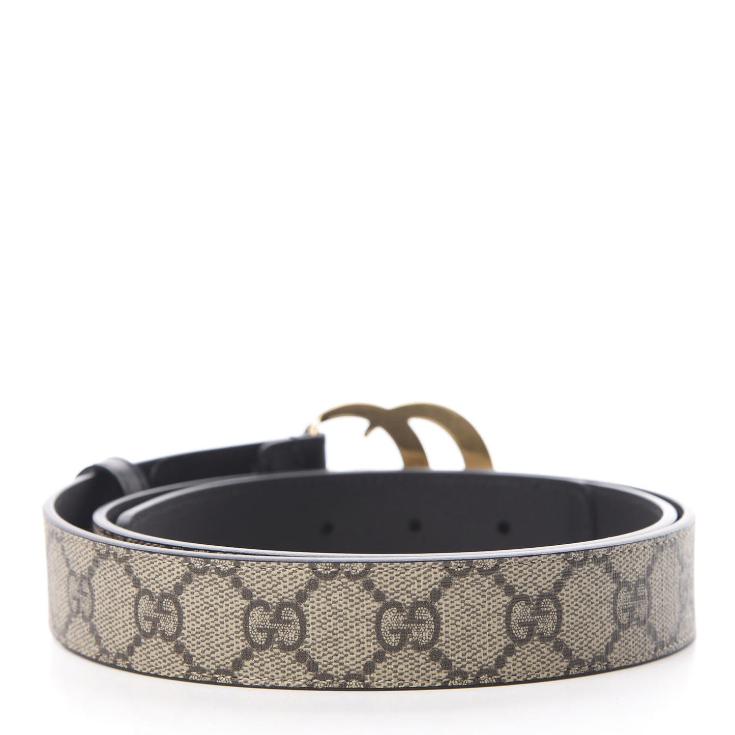 GG Supreme Monogram Matte Plutone Calfskin Double G 30mm Belt 95 38 Beige Ebony Black