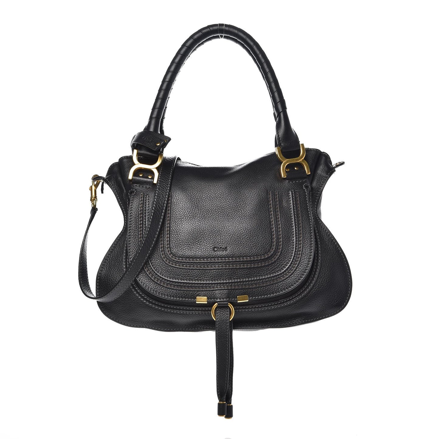 Calfskin Medium Marcie Satchel Black