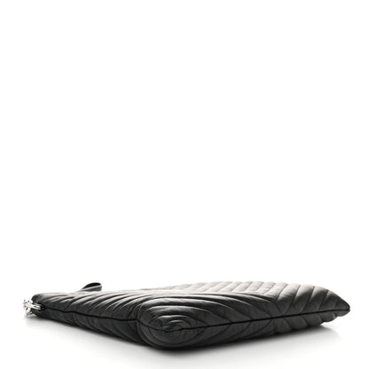 Saint Laurent Calfskin Matelasse Monogram Cassandre Tablet Pouch Black 4 of 10