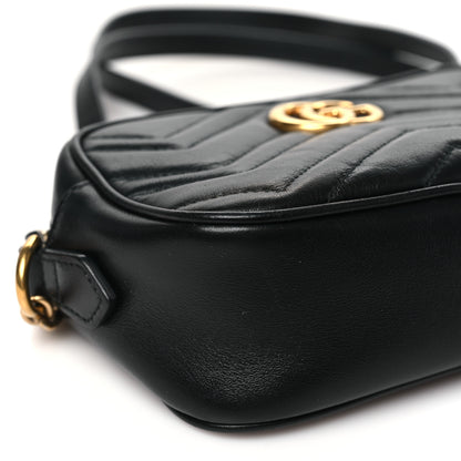 Gucci Calfskin Matelasse Small GG Marmont Chain Shoulder Bag Black 9 of 10
