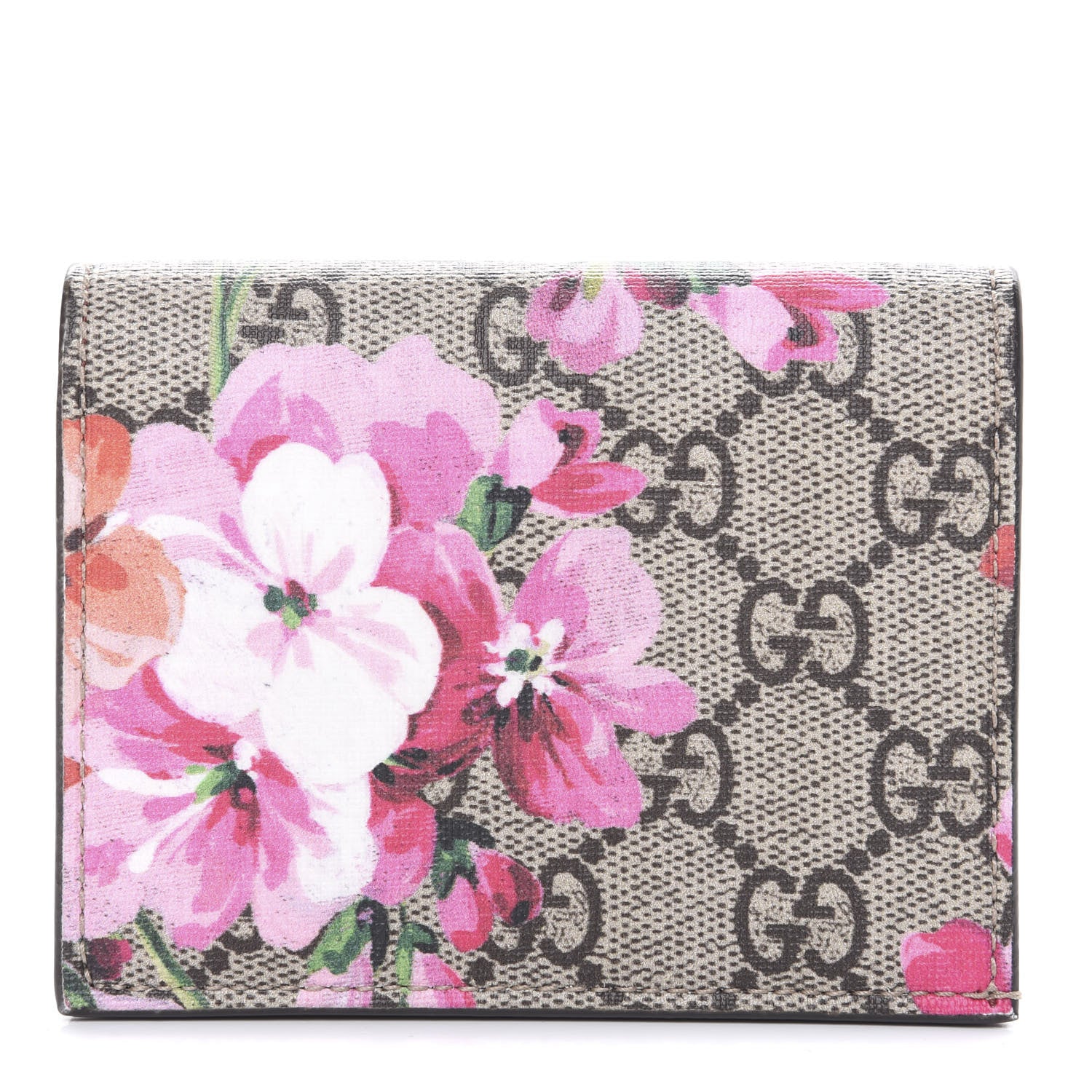 Gucci GG Supreme Monogram Blooms Card Case Beige Multicolor Dry Rose 1 of 10