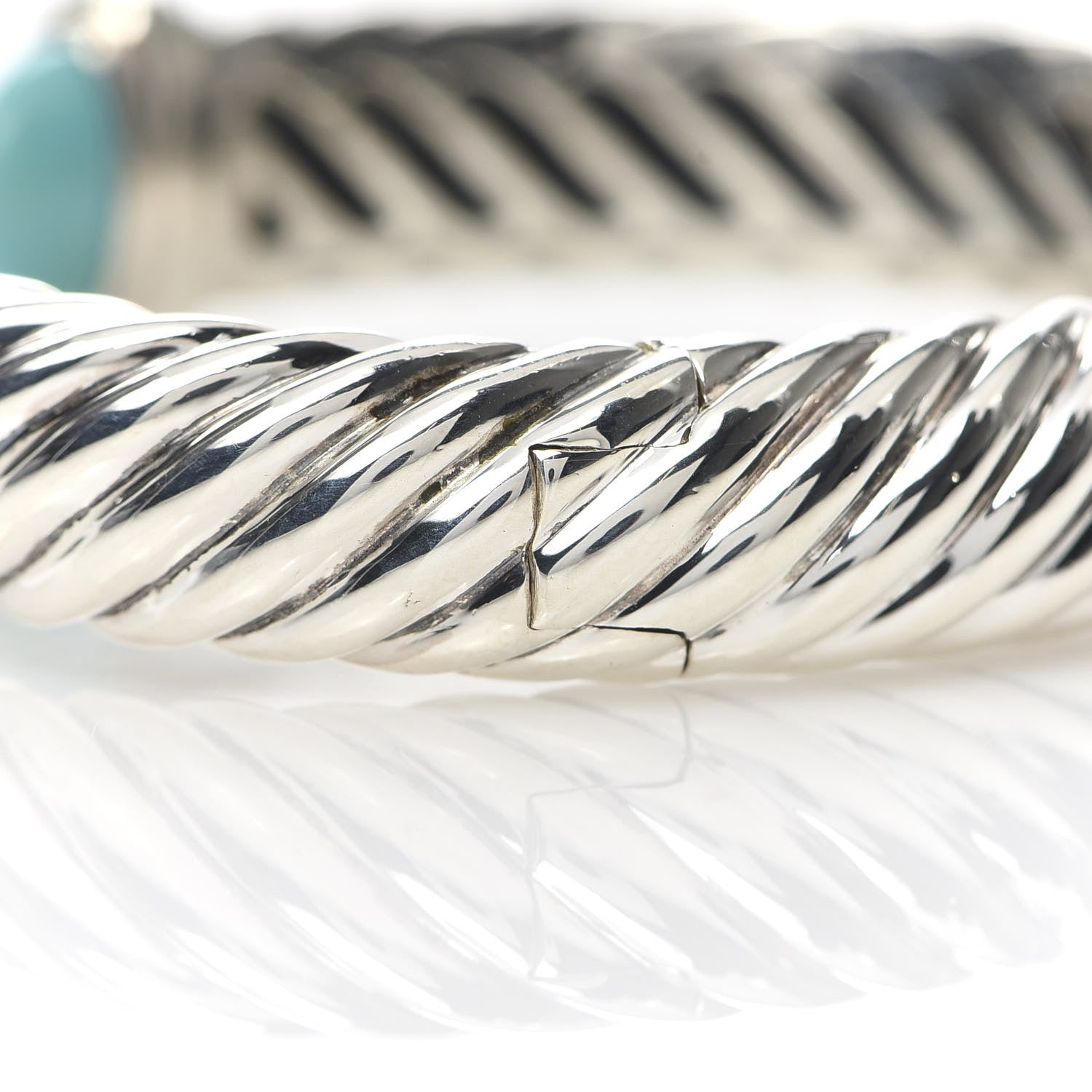 David Yurman Sterling Silver Turquoise 10mm Waverly Bracelet 4 of 5