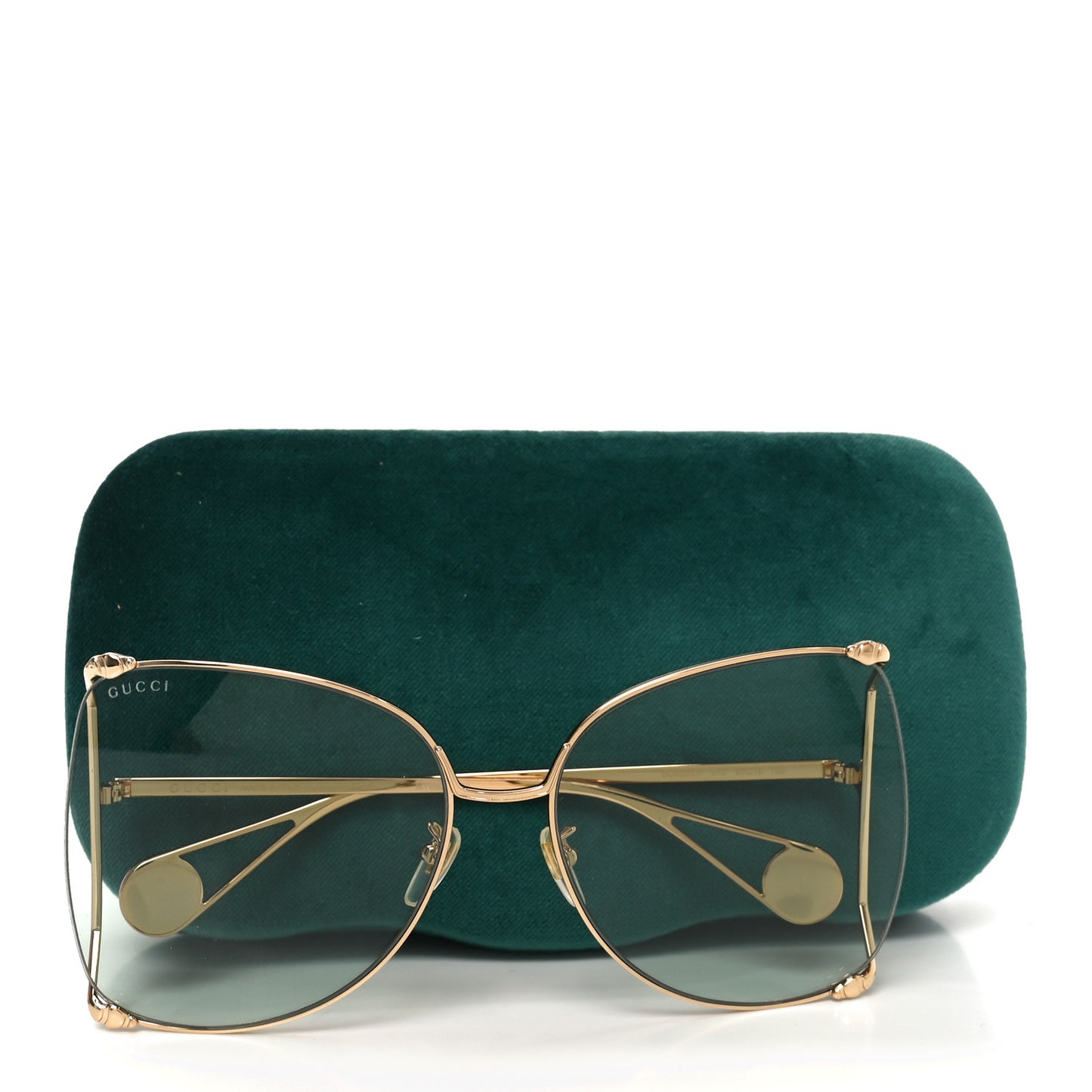 Oversized Round Sunglasses GG0252S Gold Green