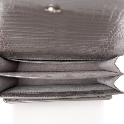 Saint Laurent Calfskin Crocodile Embossed Medium Monogram Sunset Fog 5 of 12