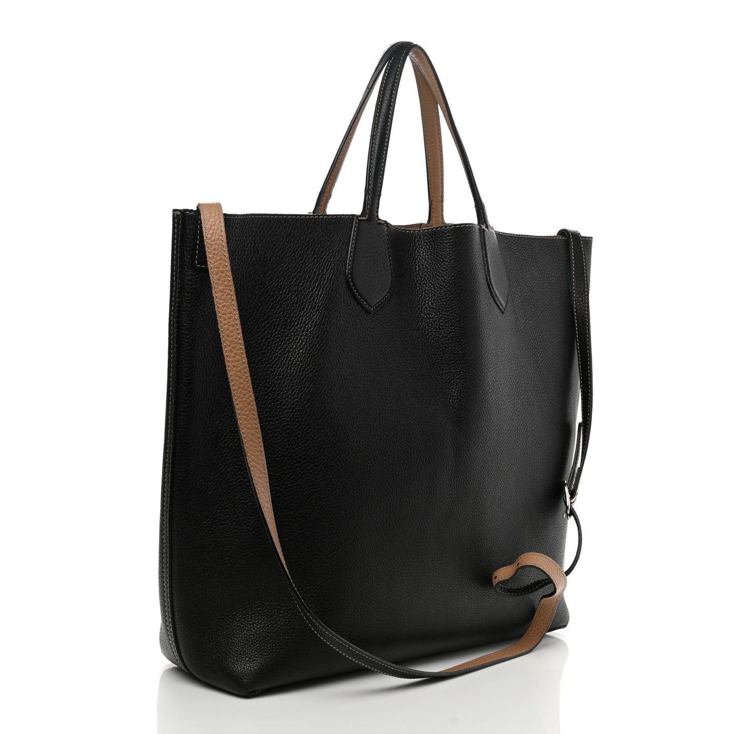 Cellarius Calfskin Bi-Color Medium Ramble Reversible Tote Black Camelia