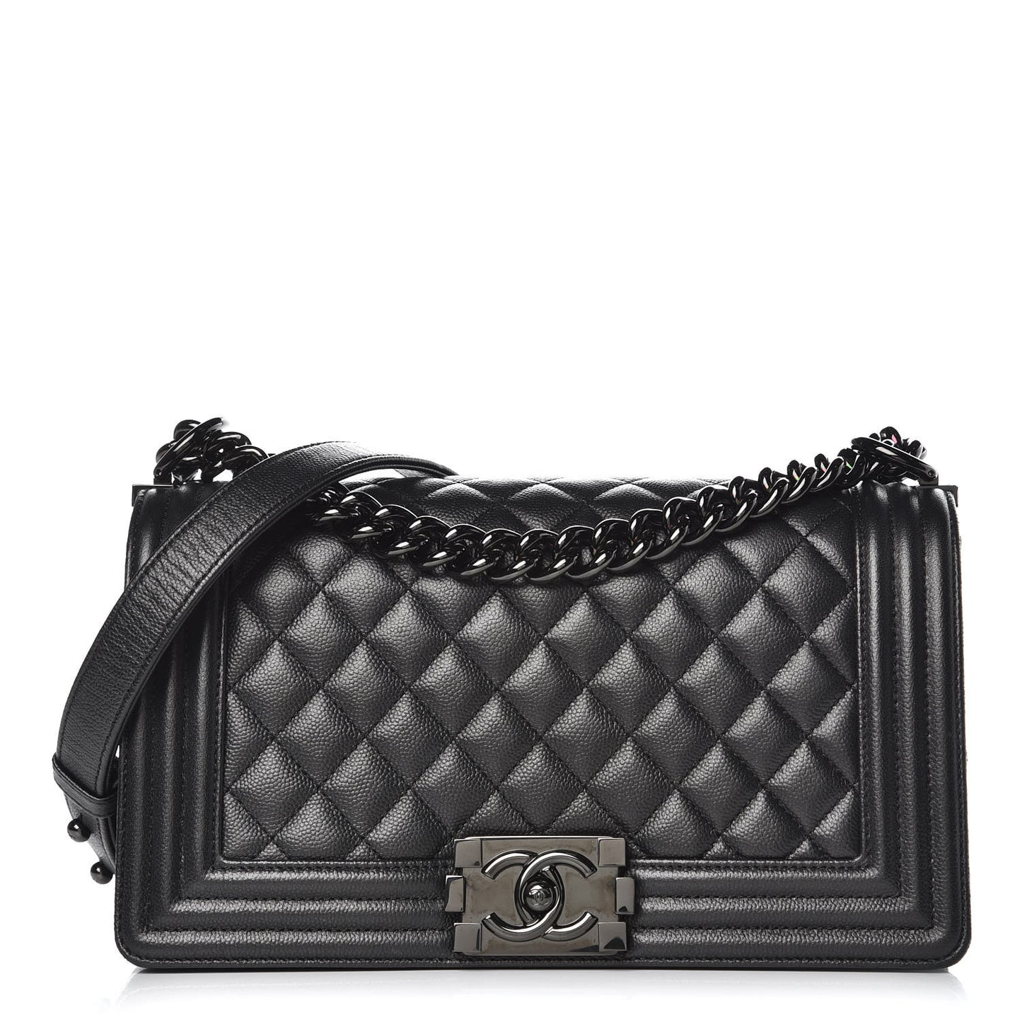 Caviar Quilted Medium Boy Flap So Black