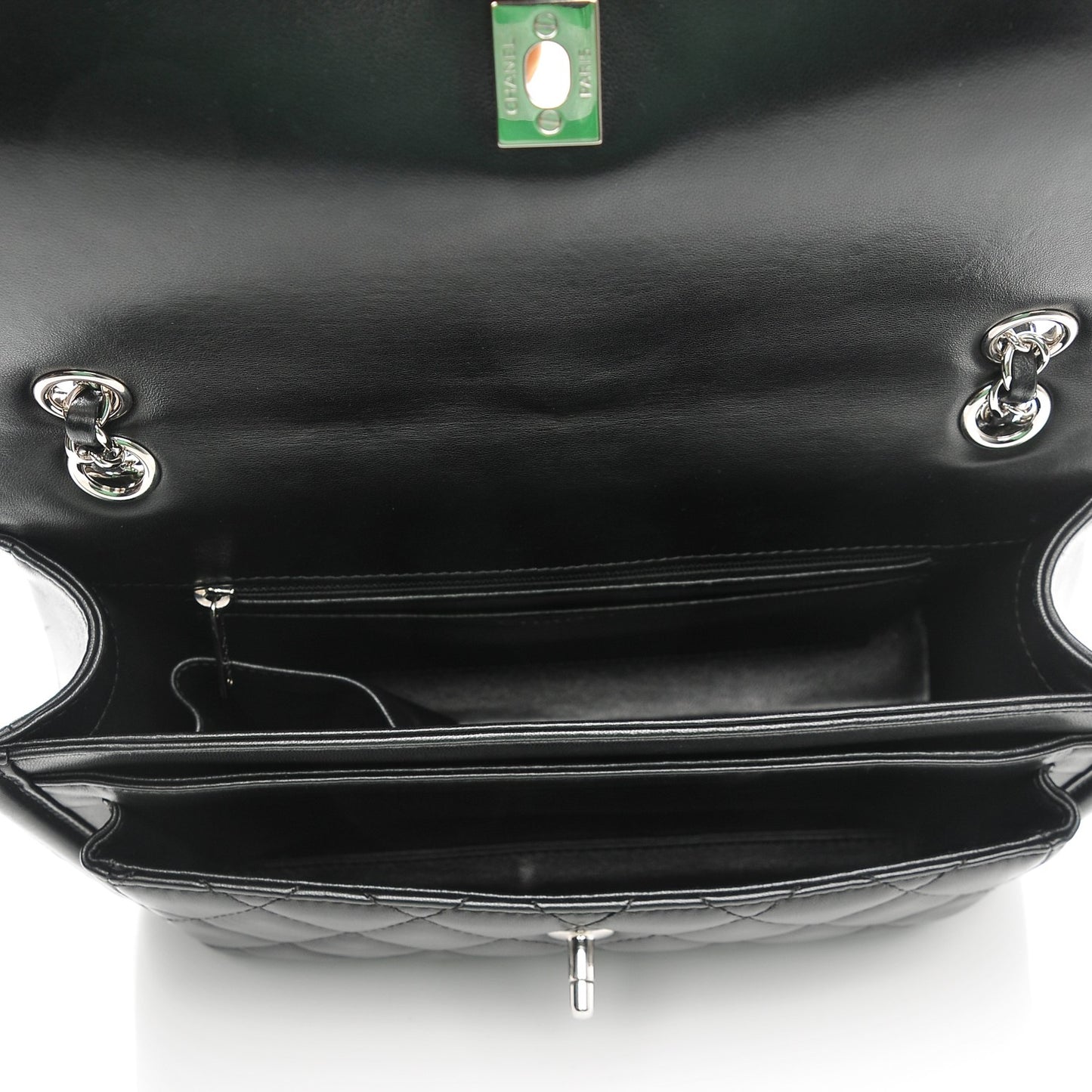 Lambskin Quilted Large Geometric Flap Black