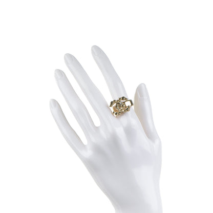 Chanel Crystal CC Ring 6 Gold 2 of 4