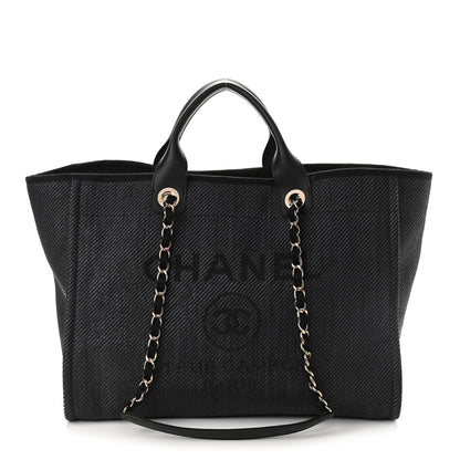 Chanel Mixed Fibers Calfskin Medium Deauville Tote Black 1 of 9