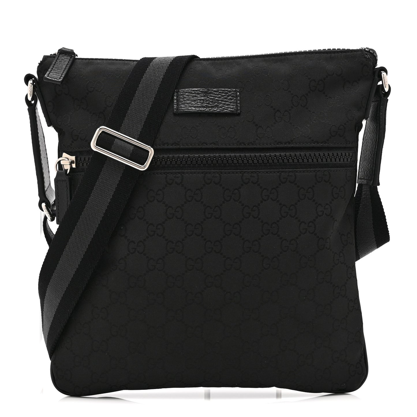 Nylon Monogram Small Flat Messenger Bag Black