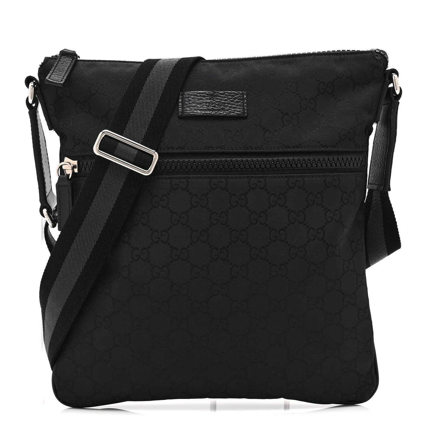 Gucci Nylon Monogram Small Flat Messenger Bag Black 1 of 11