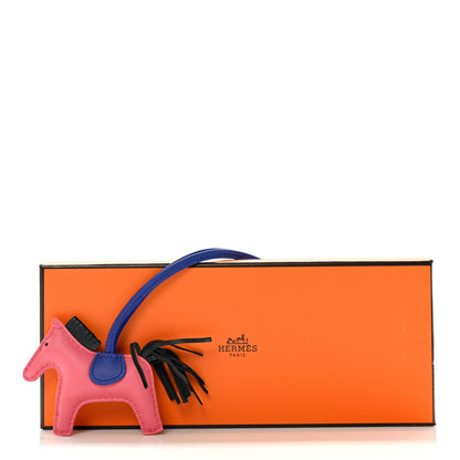 Hermes Milo Lambskin Grigri Rodeo Horse Bag Charm PM Rose Azalee Vert Cypress Bleu Electrique 5 of 5
