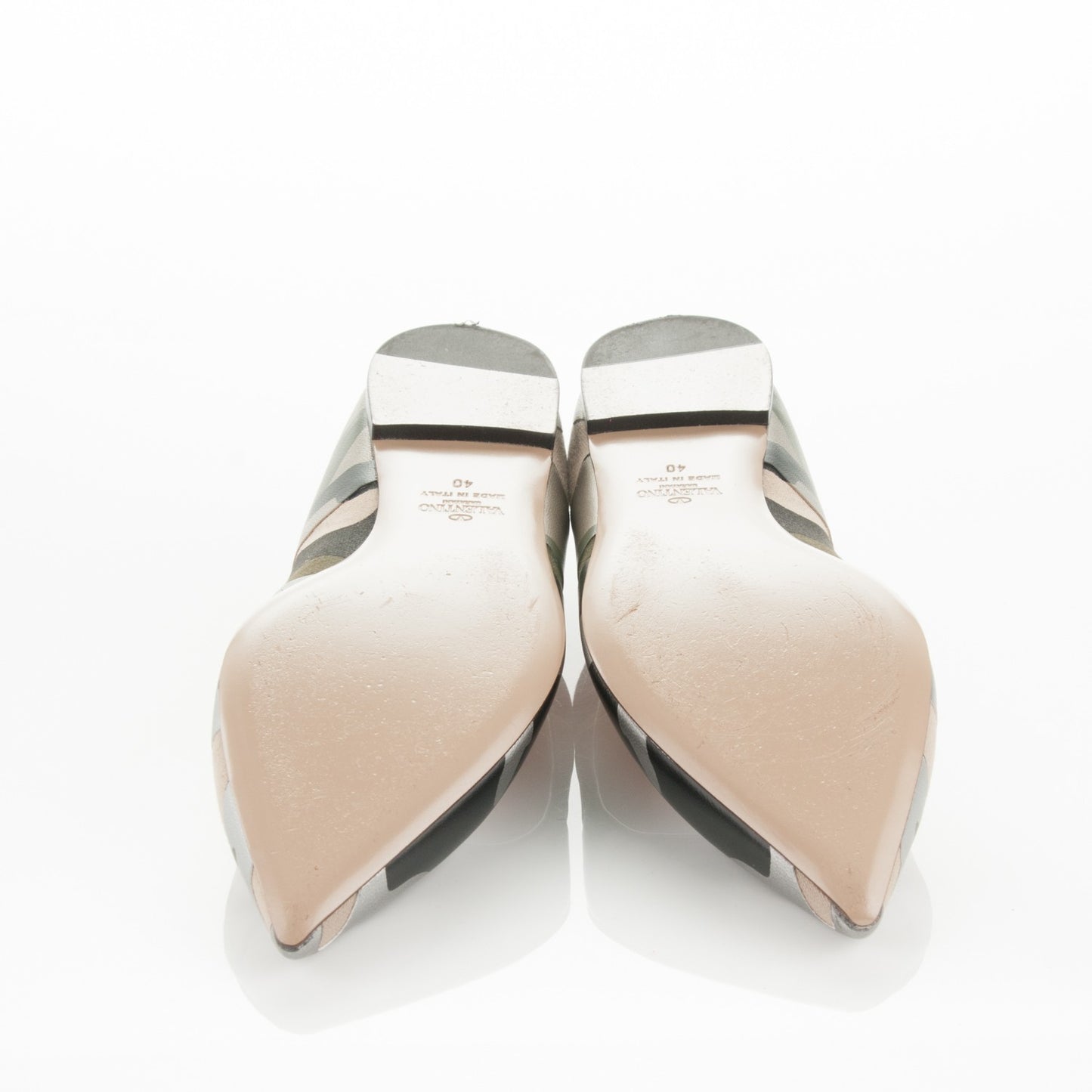 Nappa Canvas Camouflage Rockstud Ballet Flats 40 Safari