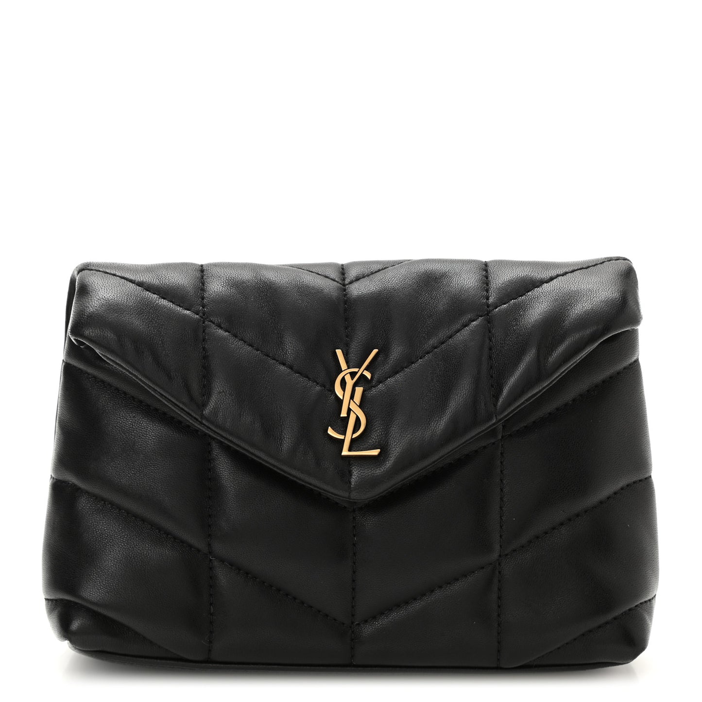 Lambskin Monogram Loulou Puffer Pouch Clutch Black
