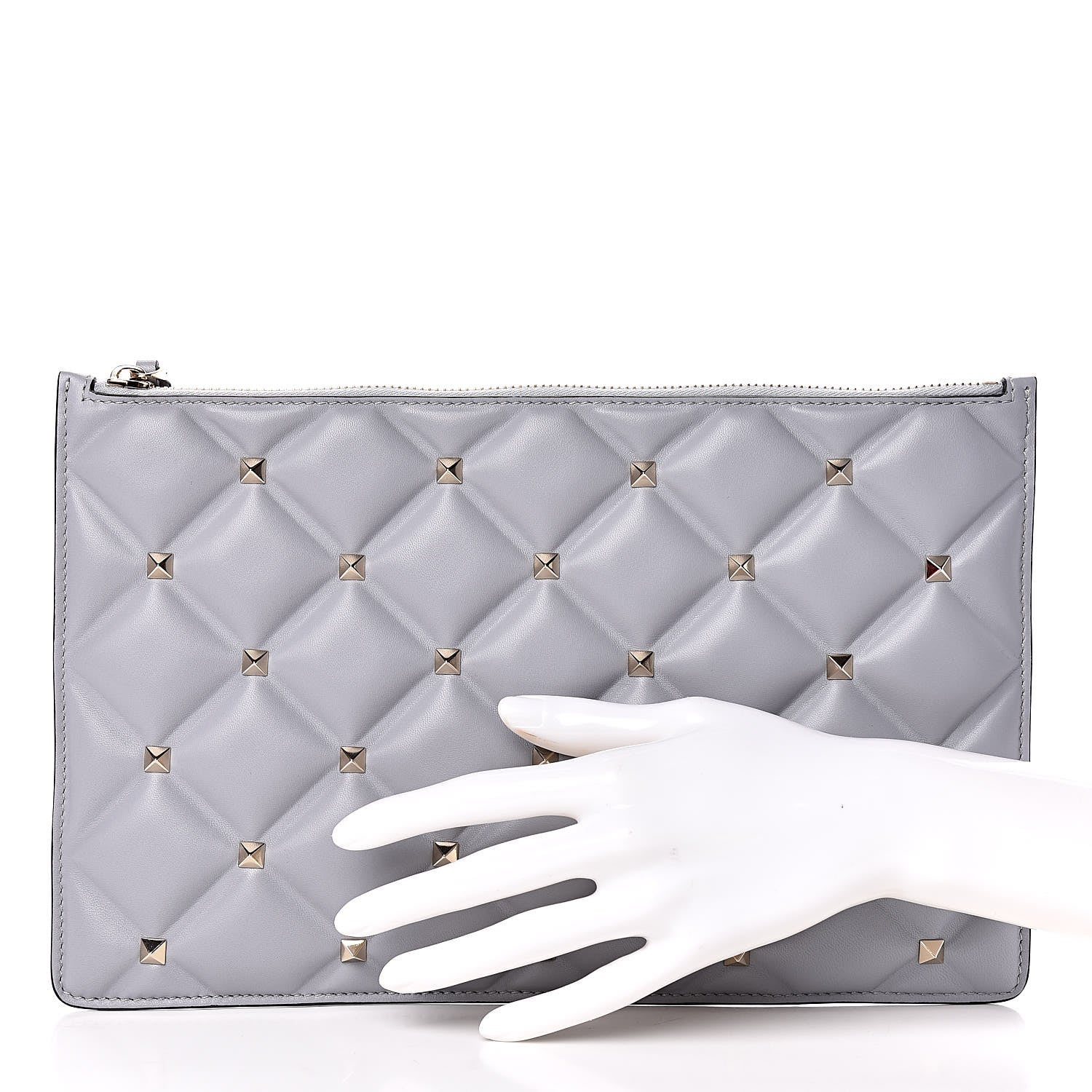 Valentino Garavani Nappa Candystud Zip Pouch Pastel Grey 2 of 9