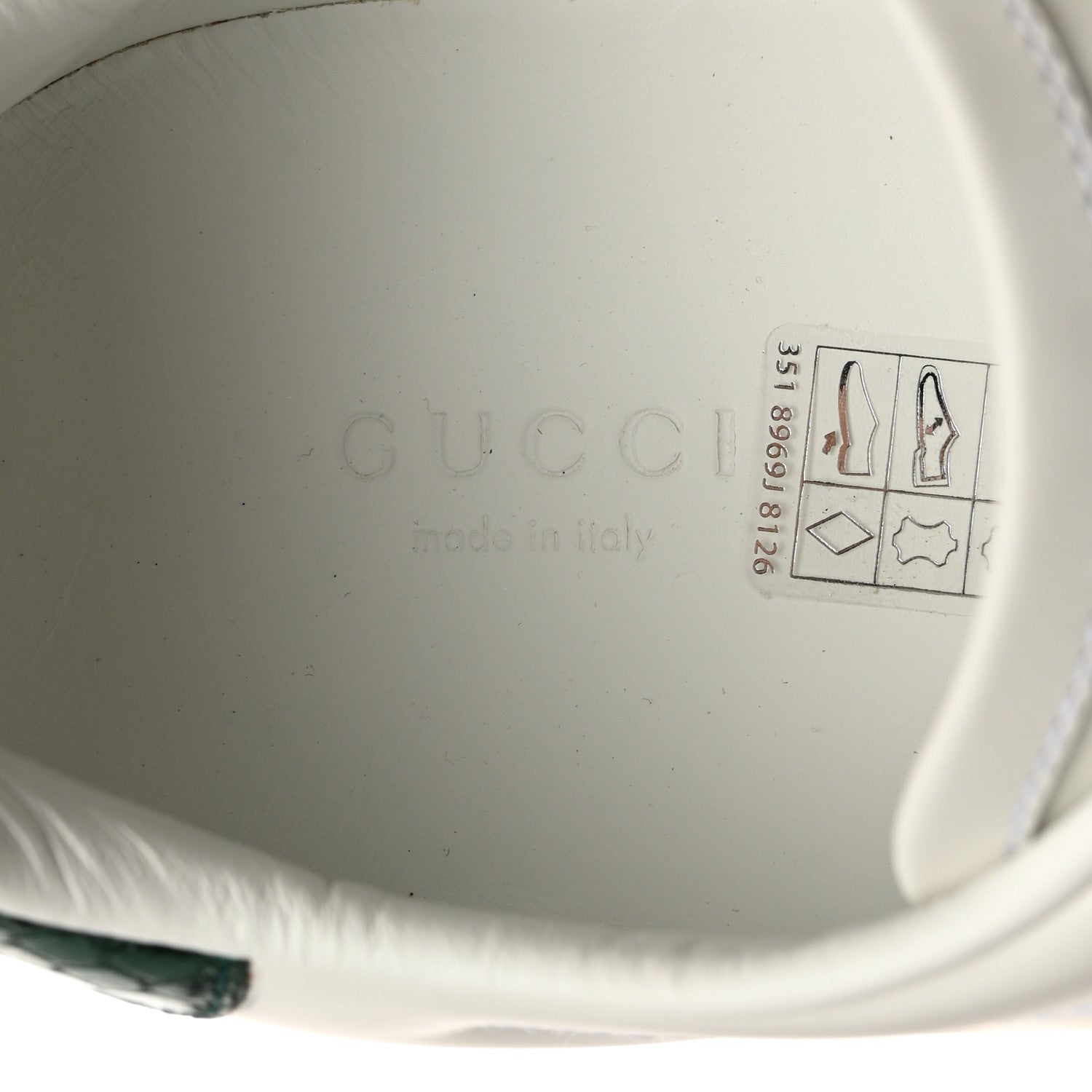 Gucci Calfskin Ayers Bee Embroidered Womens Ace Sneakers 41 White Green 6 of 9