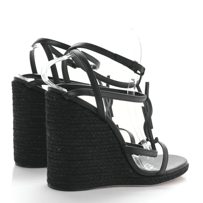 Saint Laurent Calfskin Cassandra Espadrille 105 Wedges 41 Black 4 of 8