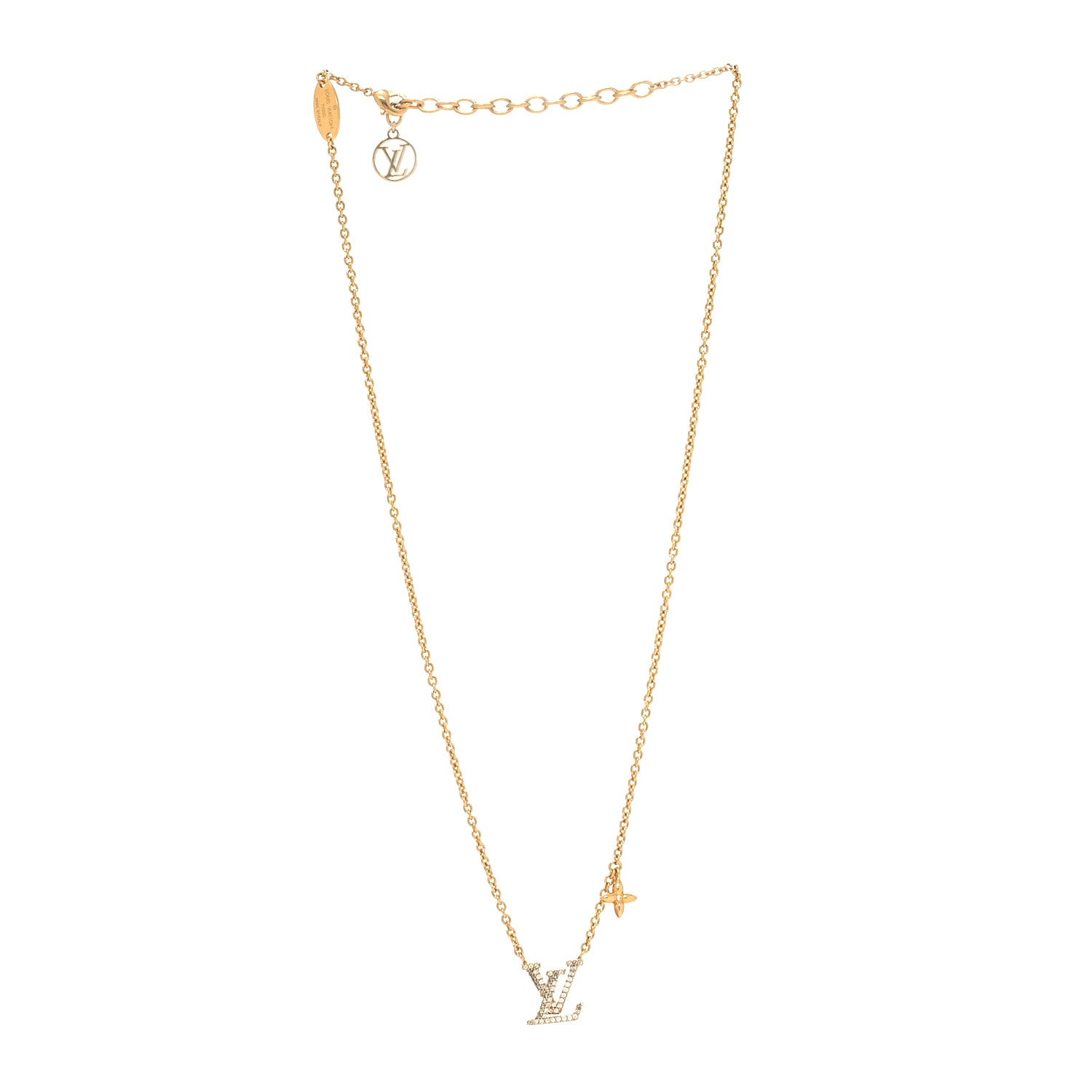 Louis Vuitton Metal Crystal LV Iconic Necklace Gold 3 of 6