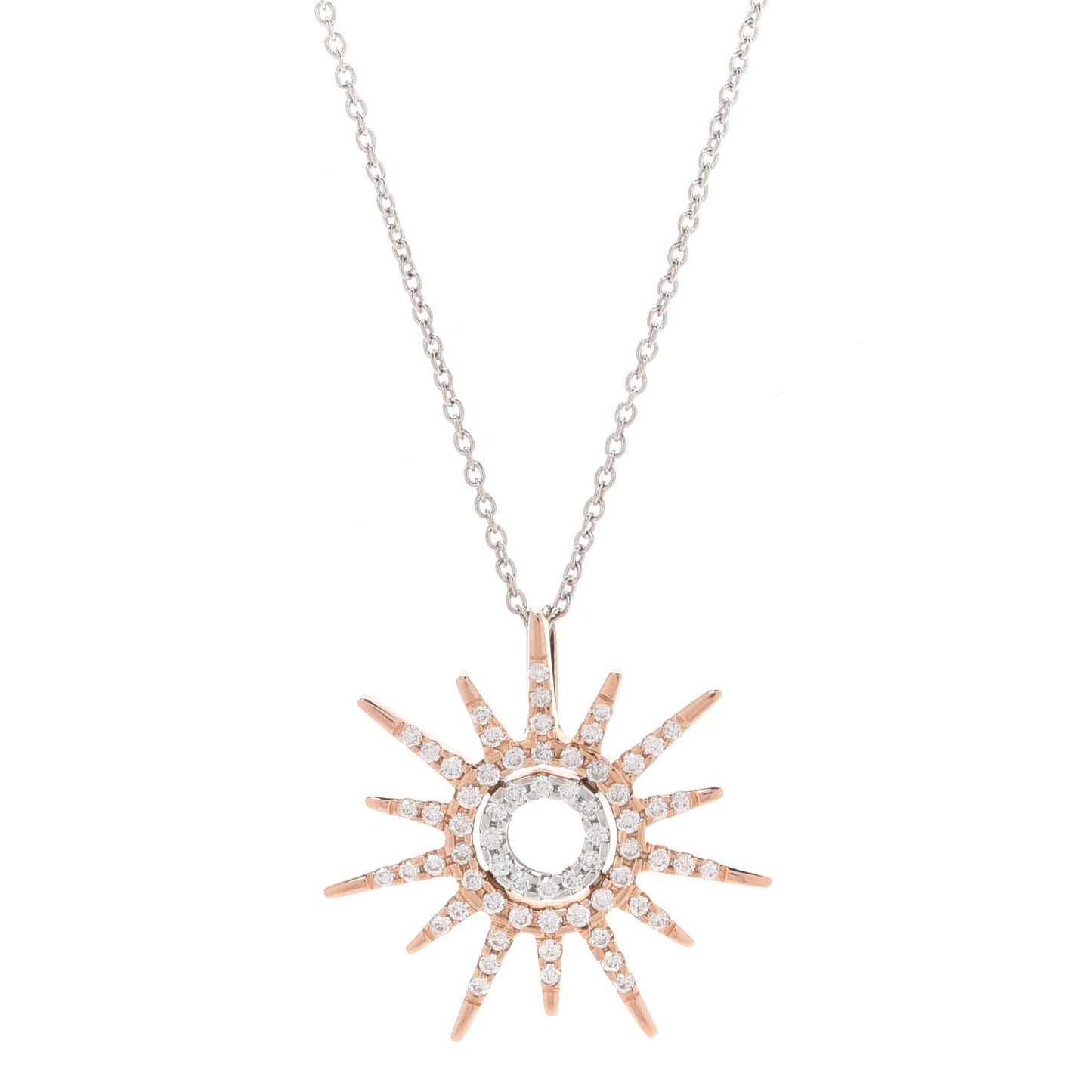 18K Rose White Gold Diamond Tiny Treasures Sun Pendant Necklace