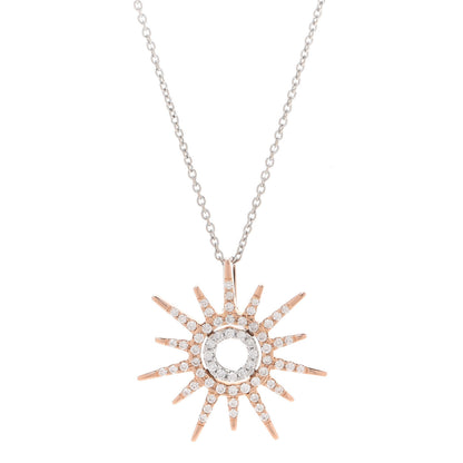 Roberto Coin 18K Rose White Gold Diamond Tiny Treasures Sun Pendant Necklace 4 of 7