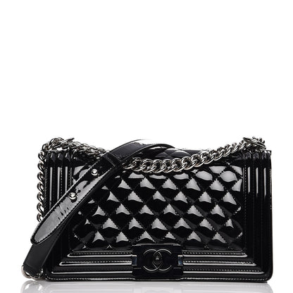 Chanel Patent Calfskin Quilted Medium Plexiglass Boy Flap Black 1 of 10