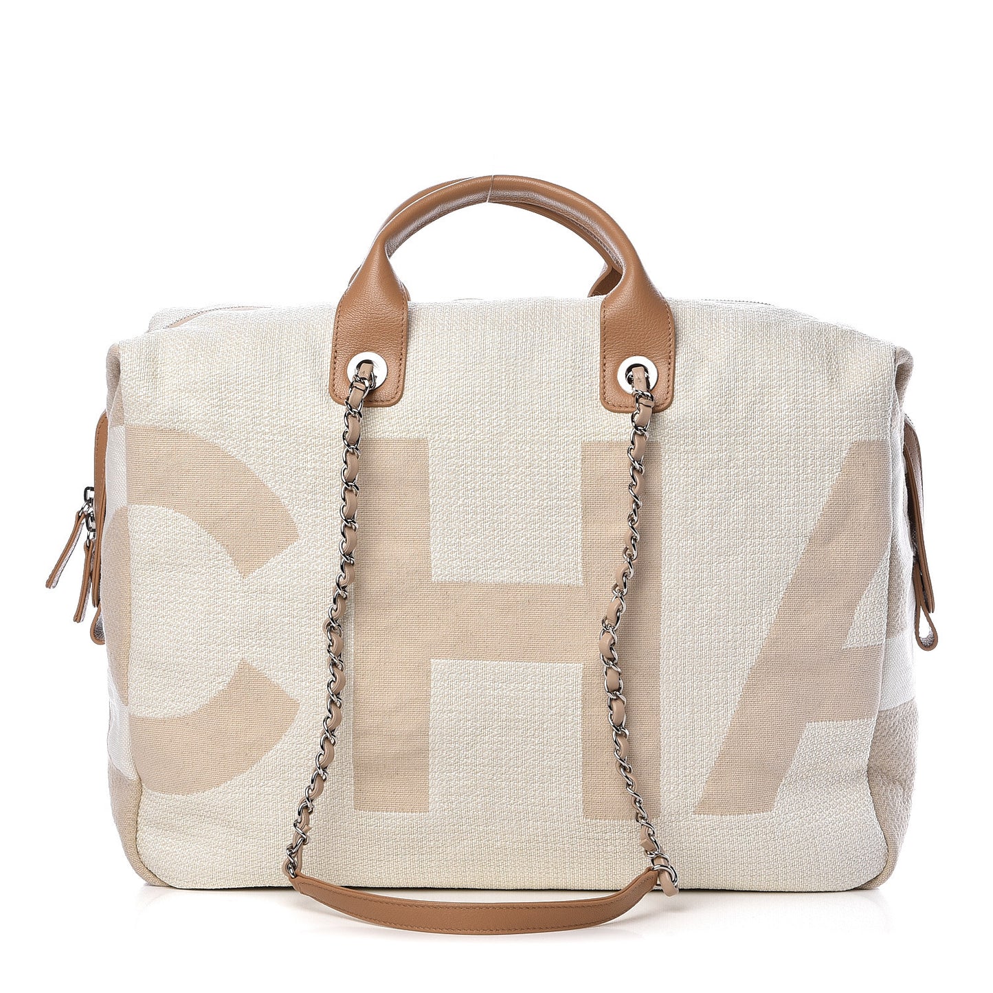 Canvas Maxi Bowling Bag White Beige