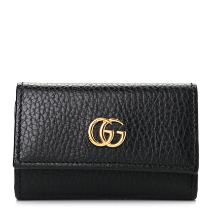 Gucci Pebbled Calfskin GG Marmont 6 Key Holder Black 1 of 7