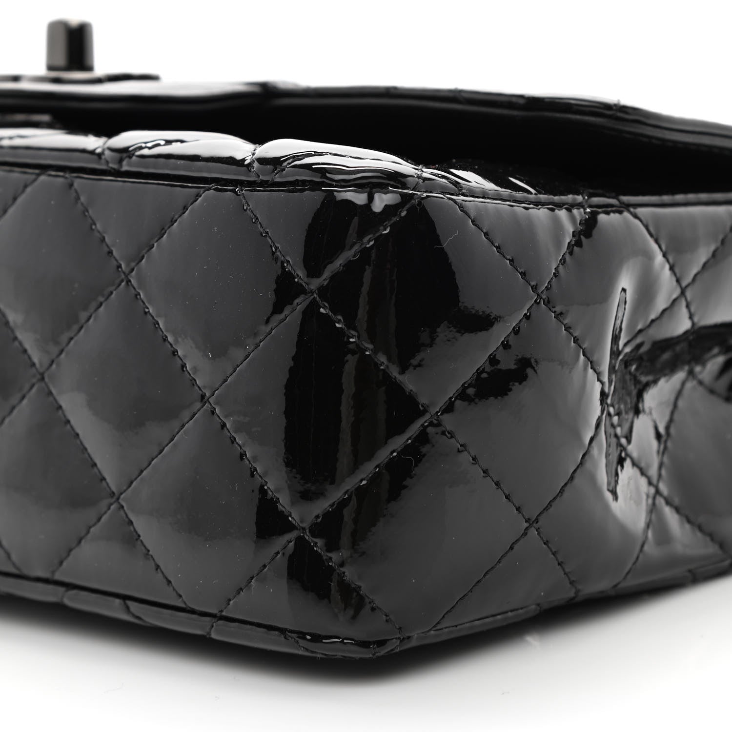 Chanel Patent Calfskin Quilted Mini Rectangular Flap So Black 10 of 10