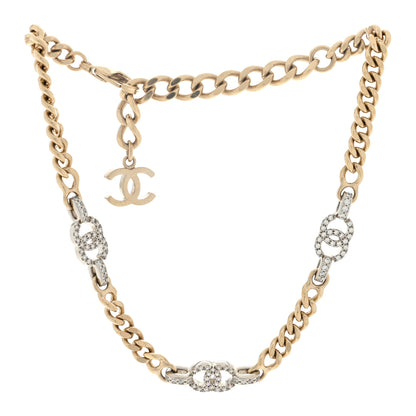 Chanel Crystal CC Chain Links Choker Necklace Gold 3 of 4