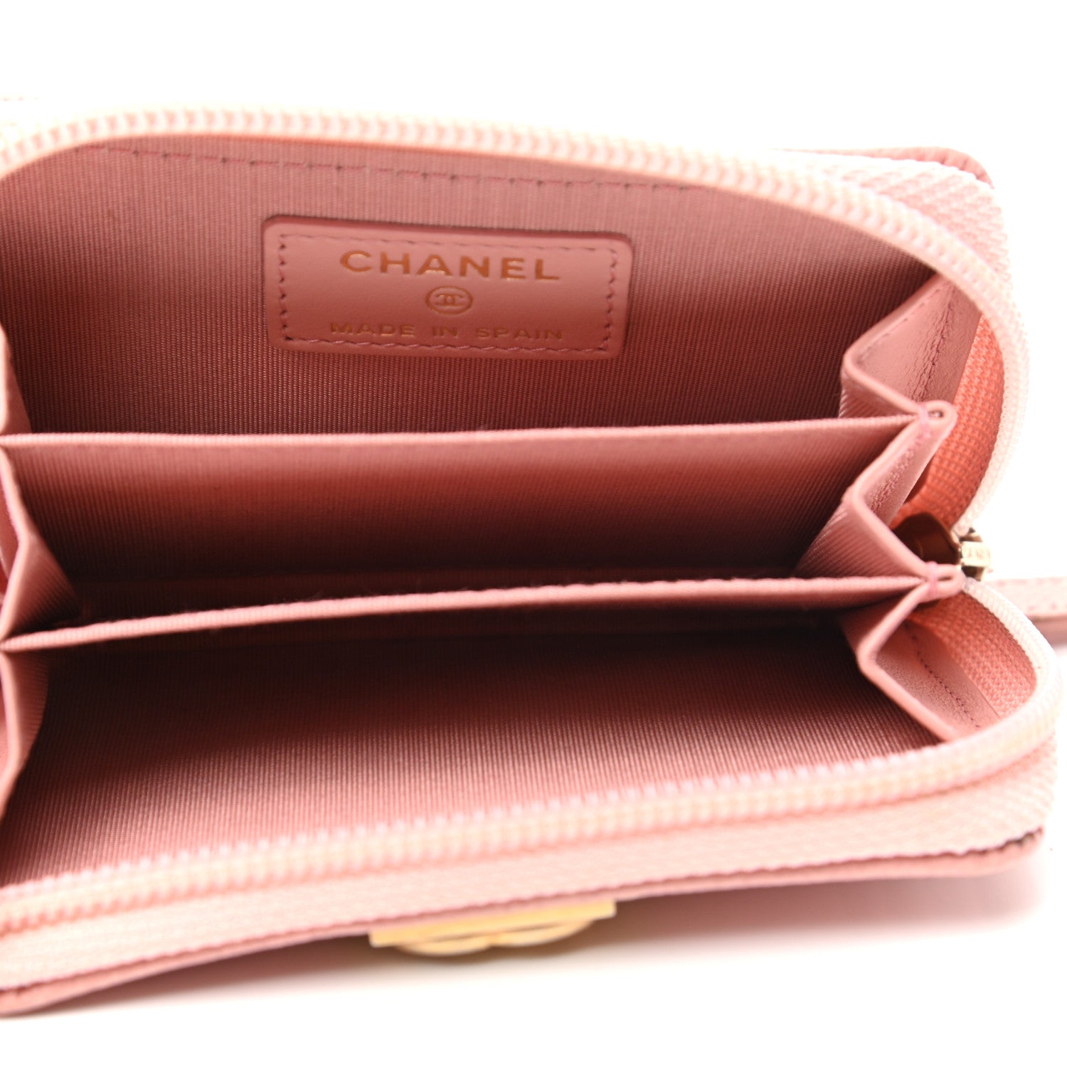 Chanel Caviar Quilted Boy Zip Around Coin Purse Wallet Light Pink 5 of 7
