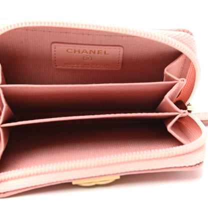 Chanel Caviar Quilted Boy Zip Around Coin Purse Wallet Light Pink 5 of 7
