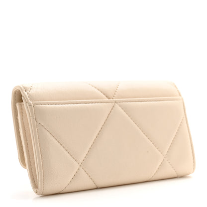Chanel Shiny Goatskin Quilted Chanel 19 Flap Wallet Beige 3 of 13