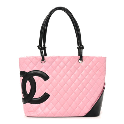Chanel Calfskin Quilted Large Cambon Tote Pink Black 1 of 10