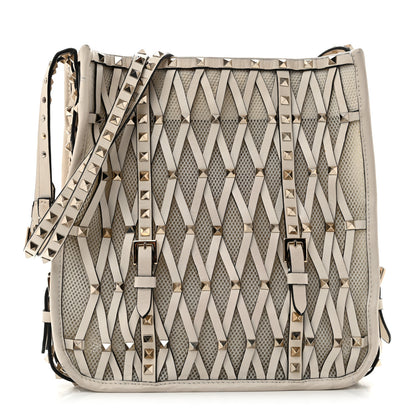 Valentino Garavani Vitello Rockstud Mesh Net Shopper Tote White 1 of 17