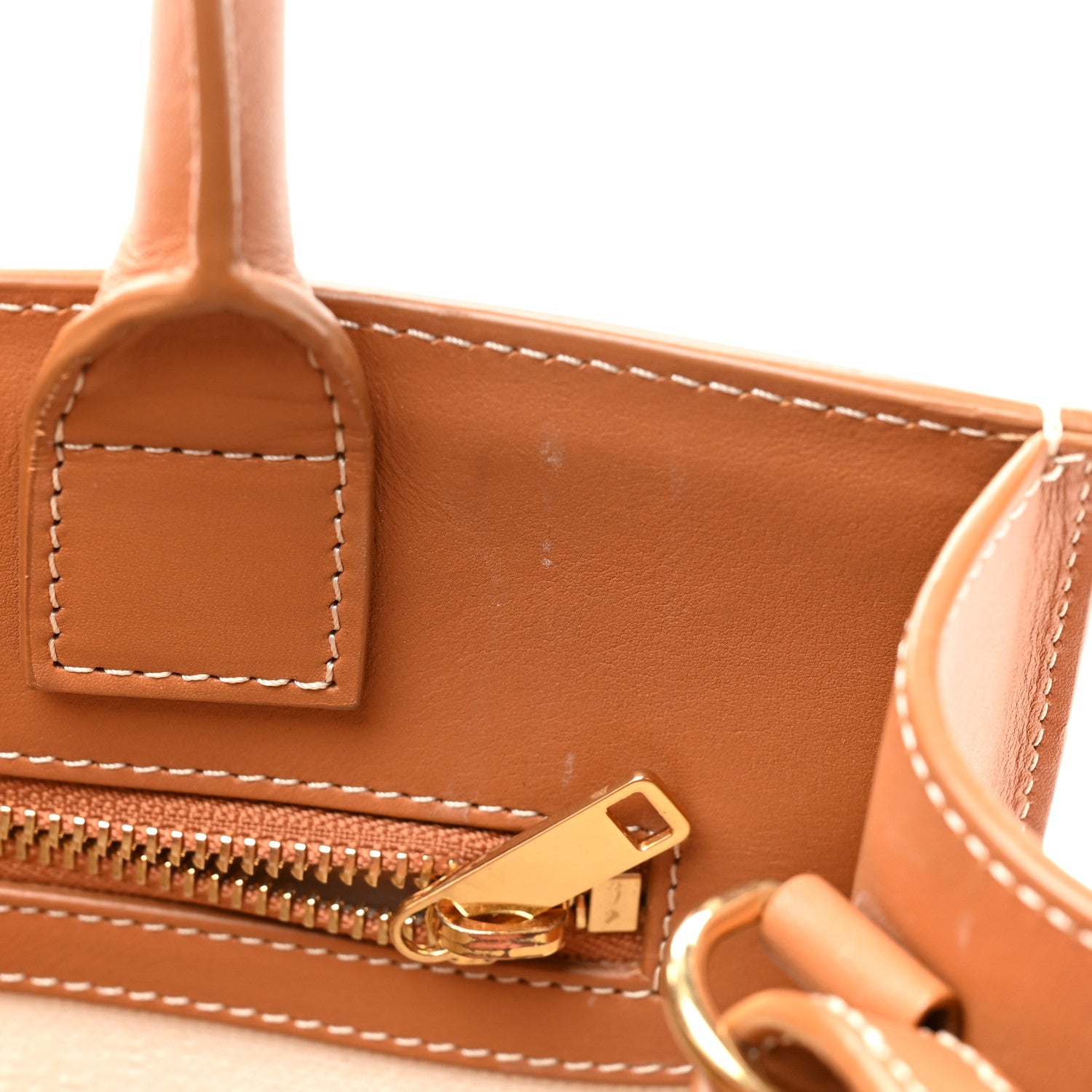 Celine Canvas Calfskin Logo Print Small Vertical Cabas Natural Tan 12 of 17