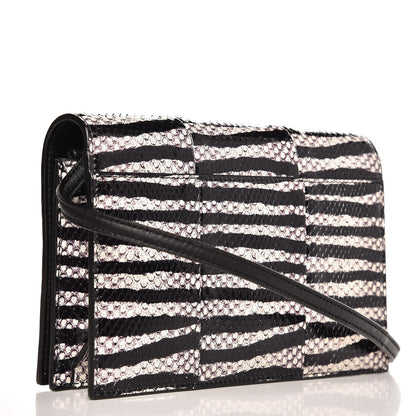 Saint Laurent Snakeskin Zebra Print Monogram Toy Kate Strap Wallet Black White 3 of 6