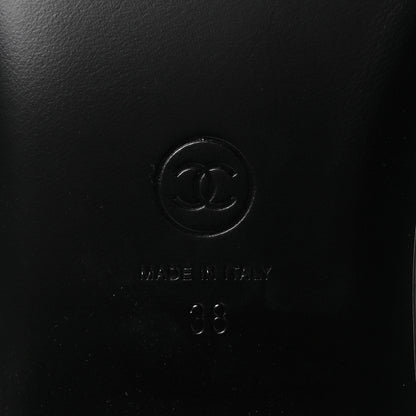 Chanel Lambskin Embroidered CC Mule Sandal 38 Black White 7 of 10