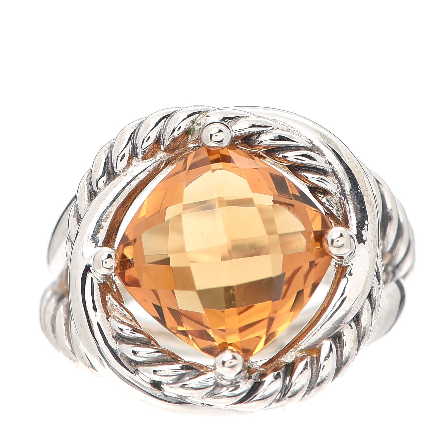 David Yurman Sterling Silver Citrine 11mm Infinity Ring 52 6 1 of 4