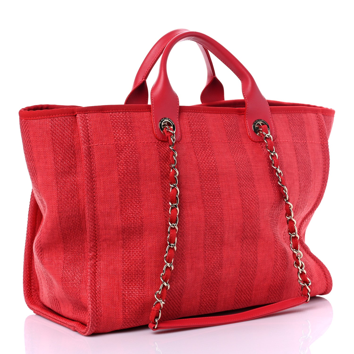 Chanel Mixed Fibers Striped Medium Deauville Tote Red 2 of 8
