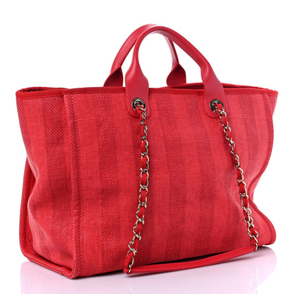 Chanel Mixed Fibers Striped Medium Deauville Tote Red 2 of 8